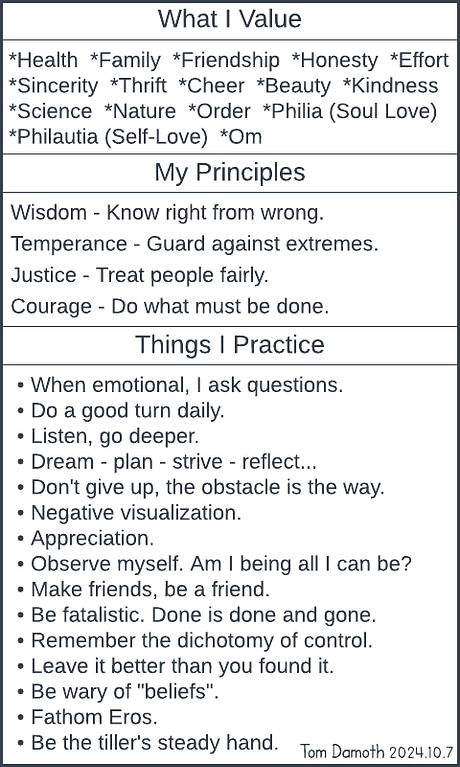 What I Value - 3x5